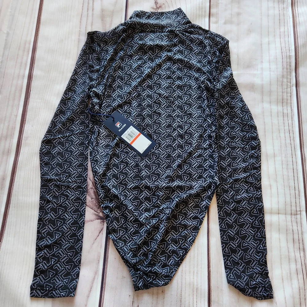 NWT Fila "Gaganga Sheer Bodysuit" Black White Mock Neck | Women's Size XS - Picture 7 of 11